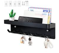 Echehi Portachiavi da Parete Leggero con 6 Ganci, Multifunzionale Autoadesivo Adatto per Ingresso, Cucina, Ufficio, Soggiorno, Nero