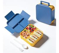Echehi Portapranzo Bento 1200ml, Contenitore per Pasti con Scomparti, con Posate e Maniglia, Adatto a Microonde e Lavastoviglie, per Adulti, Bambini, Ufficio, Scuola, Picnic. Blu