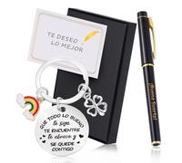 Echehi Regali originali per donna e uomo, con portachiavi originale, penna fortunata, biglietto e confezione regalo, regalo motivazionale per famiglia collega amici insegnanti studenti, Che Tutto Il