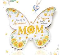 Echehi Regalo Mamma, Bellissima Placca Acrilica a Forma di Farfalla, Collana a Forma di Cuore, Regali per Compleanno Mamma con Confezione Regalo, Biglietti D'auguri