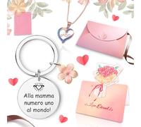 Echehi Set Regalo Mamma, Portachiavi Mamma e Collana a Forma di Cuore per Regali Mamma Compleanno, Regalo Mamma Compleanno, Regalo di Ringraziamento
