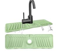Echehi Tappetino per Rubinetto Cucina in Silicone, Paraspruzzi Lavello Cucina da 44 x 14 cm con Fori Tagliabili, Inclinazione di 7°, Design Pieghevole a 90°. Verde