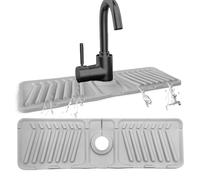 Echehi Tappetino per Rubinetto Cucina in Silicone, Paraspruzzi Lavello Cucina da 44 x 14 cm con Fori Tagliabili, Inclinazione di 7°, Design Pieghevole a 90°. Grigio