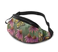 Echinacea Butterfly Spring Tasca a Tracolla Regolabile Borsa a Tracolla Borsa sul Petto per Viaggiare Escursionismo Ciclismo Corsa