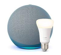 Echo (4ª generazione), Ceruleo + Philips Hue White Lampadina LED Smart (E27), compatibile con Alexa - Kit di base per Casa Intelligente