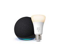 Echo Dot (5ª generazione) | Antracite + Philips Hue White Lampadina LED Smart (E27), compatibile con Alexa - Kit di base per Casa Intelligente