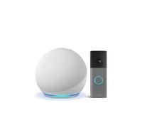 Echo Dot (Ultimo modello), Bianco ghiaccio + Ring Videocitofono a batteria (Battery Video Doorbell) (ultimo modello), Grigio screziato