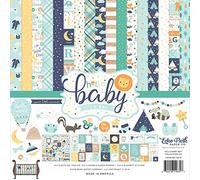 Echo Park Paper Collection Kits Hello Baby B Coll 12X12 Kit, Blu Marino, Giallo, Foglia di tè, Arancione, Arancione, Taglia unica
