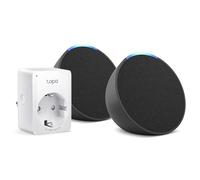 Echo Pop | Antracite, 2 pezzi + Tapo Presa Smart Alexa, WiFi Intelligente, Compatibile con Alexa - Kit di base per Casa Intelligente