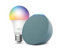 Echo Pop | Verde petrolio + Tapo L530EA Lampadina LED Smart (E27), Compatibile con Alexa - Kit di base per Casa Intelligente