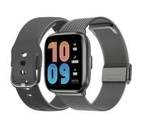 ECHO Rainbow Nano - Orologio da uomo AMOLED da 1,83", colore: grigio - Chiamata Bluetooth/wireless e sensori di salute - Modalità sport con allenatore - 2 cinturini in metallo e gomma - Mini, leggero