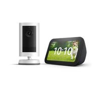 Echo Show 5 (Ultimo modello), Antracite + Ring Videocamera esterna Plus a batteria, Bianco, guarda la tua videocamera su Echo Show, con Accesso Anticipato ad Alex