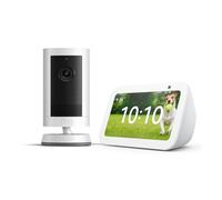 Echo Show 5 (Ultimo modello), Bianco + Ring Videocamera esterna Plus a batteria, Bianco, guarda la tua videocamera su Echo Show, con Accesso Anticipato ad Alex