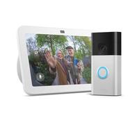 Echo Show 8 (Ultimo modello) | Bianco + Nuovo Ring videocitofono a batteria | Nickel Satinato