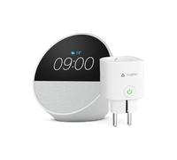 Echo Spot | Bianco + Meross Matter Presa Smart, compatibile con Alexa - Kit di base per Casa Intelligente