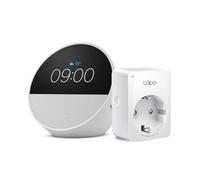 Echo Spot | Bianco + TP-Link Tapo Presa intelligente, compatibile con Alexa - Kit di base per Casa Intelligente
