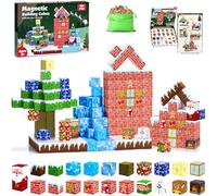 ECHOBUY Costruzioni Magnetiche Natale, 150 Pezzi Blocchi Magnetic per Bambini Giochi Cubi Magnetic Building Blocks dai 3+ Giocattoli Montessori STEM Regali di Natale
