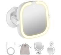 ECHOBUY Specchio ingranditore con ventosa Specchio da trucco luminoso Specchio c