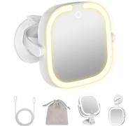 ECHOBUY Specchio ingranditore con ventosa Specchio da trucco luminoso Specchio cosmetico double face 30X/1X,specchio da bagno con 3 modalità di illuminazione luminosità Regolabile,per Bagno e Viaggio