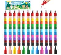 ECHOCUBE 12 Pastelli per Bambini Impilabili fai-da-te,Pastelli a Cera Impilabili Arcobaleno,Matite Colorate impilabili,Set di Pastelli Colorati per Cancelleria creativa,Regalo festa