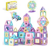 ECHOCUBE Blocchi da Costruzione Magnetici, 120 pezzi Set di Blocco da Costruzione Giocattolo Magnetico con Ruote Magnetiche per Bambini Ragazze Ragazzi Regalo di Compleanno di Natale
