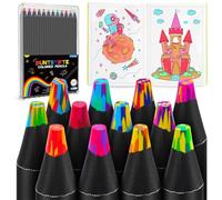 ECHOCUBE Confezione da 12 Matite Arcobaleno, Matite Colorate 7 in 1 per Disegno Professionale e Scrittura da Ufficio, Matite in Legno Multicolori Forniture di Cancelleria per Schizzi