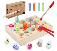 ECHOCUBE Gioco di Pesca Magnetico, 3 In 1 Giocattoli da Pesca in Legno per Bambini, Giocattoli Montessori, Giochi Educativi, Regalo per Compleanno di Natale di 3 Anni per Ragazzo e Ragazza