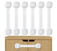 ECHOCUBE Serrature di sicurezza per cassetti per bambini, 6 pezzi Serrature regolabili per armadi a prova di bambino, Serrature con cinturino di sicurezza per armadi, frigoriferi, WC (bianco)