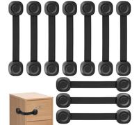 ECHOCUBE Serrature di sicurezza per cassetti per bambini, serrature con cinturino di sicurezza per armadietti 10 confezioni, serrature di sicurezza regolabili per armadi, frigoriferi, WC (nero)