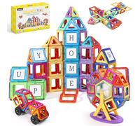 ECHOCUBE Set di blocchi da costruzione magnetici 70PCS - Piastrelle magnetiche educative con colori vivaci, giocattoli da costruzione per bambini e bambine