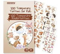 ECHOCUBE Tatuaggi Temporanei Per Bambini, 10 Fogli Adesivi Tatuaggio Finti Impermeabili on Diversi disegni di animali animati si mescolano, Accessori Per Feste Di Compleanno Per Regali Ragazzi Ragazze