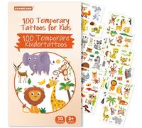 ECHOCUBE Tatuaggi Temporanei Per Bambini con 100 Motivi, 10 Fogli Adesivi Tatuaggio Finti Impermeabili on Tema Animali, Accessori Per Feste Di Compleanno Per Regali Ragazzi Ragazze