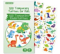 ECHOCUBE Tatuaggi Temporanei Per Bambini con 100 Motivi, 10 Fogli Adesivi Tatuaggio Finti Impermeabili on Tema Dinosauri, Accessori Per Feste Di Compleanno Per Regali Ragazzi Ragazze