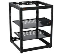 ECHOGEAR Rack a telaio aperto 15U per server e dispositivi AV - Il design montabile a parete include 2 ripiani ventilati, 25 viti di montaggio per rack, 4 piedini di livellamento, 4 fermi per mensole
