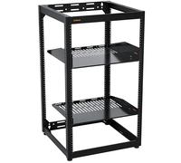ECHOGEAR Rack a telaio aperto 20U per server e dispositivi AV - Il design montabile a parete include 2 ripiani ventilati, 25 viti di montaggio per rack, 4 piedini di livellamento, 4 fermi per mensole