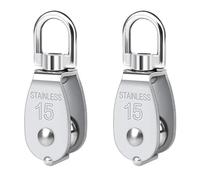 ECHOLEAF Puleggia in Acciaio Inossidabile 304, a puleggia Singola M15, Piccolo di pulegge rotanti for impieghi gravosi, Facile da installare, Adatto for l'installazione in Giardino(2pcs)