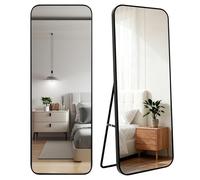 ECHOLYMTT Specchio da pavimento a figura intera con Angoli Arrotondati 150x55 cm, Cornice in Alluminio Dorato, Design Elegante, da Appoggiare o Appendere per Soggiorno, Camera da Letto, Ingresso