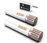 ECHOMUSSY Microfono Wireless, Microfono con Connessione Chip One-to-One, Luci LED Controllabili, Durata 40 ore, Portata 60 m, Microfono con Controllo del Volume per Canto, Discorsi, Feste in Casa