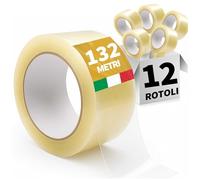 EchoPrint 12pz Nastro Trasparente Grande 48mm x 132 mt Extra Lungo - 100% MADE IN ITALY Nastro Trasparente Imballaggio Super Silenzioso - PPL Acrilico
