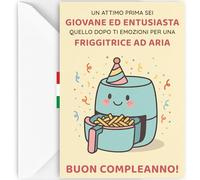 EchoPrints Biglietto Auguri 30 Anni Donna Uomo Porta Soldi con Busta - Biglietti Auguri Compleanno Divertente (Friggitrice ad Aria)