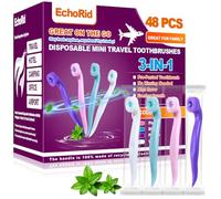 EchoRid Mini spazzolino usa e getta, spazzolini preincollati con dentifricio e stuzzicadenti da viaggio, senza fluoro, nessun risciacquo, sapore di menta, alito fresco ovunque e in qualsiasi momento