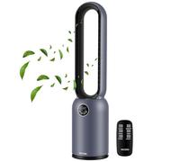 Echos Ventilatore a torre molto silenzioso, a risparmio energetico, con telecomando, con raffreddamento, oscillante, timer da 24 ore, con flusso d'aria elevato, purificatore d'aria con filtro Hepa