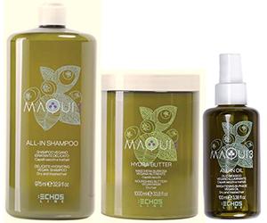 ECHOSLINE MAQUI - Shampoo(975ml) + Maschera(1000ml) + Olio(100ml) BIOLOGICI - kit idratante nutriente e illuminante per capelli secchi e trattati
