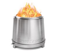 EchoSmile Braciere Senza Fumo da 46 cm con Tripla Combustione e Valvola Regolabile, Cassetto Cenere Rimovibile, Acciaio Inox, Focolare Portatile per Esterni, Giardino, Patio, Campeggio