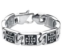 ECHT etNox hard and heavy Iron Cross Uomo Braccialetto colore argento acciaio inossidabile
