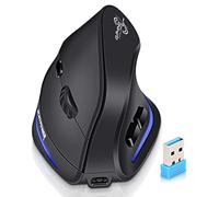 ECHTPower 2025 Upgrade Mouse Verticale Senza Fili 2.4GHz, 4800 DPI a 6 Livelli Regolabili, Porta Type-C, Scatto Silenzioso, con LED RGB, Mouse Ergonomico per Laptop, Desktop, PC, Macbook