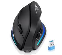 ECHTPower 2025 Upgrade Mouse Verticale Senza Fili 2.4GHz, 4800 DPI a 6 Livelli Regolabili, Porta Type-C, Scatto Silenzioso, con LED RGB, Mouse Ergonomico per Laptop, Desktop, PC, Macbook
