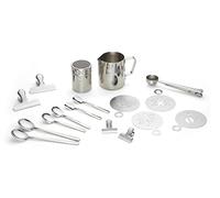 ECHTWERK Accessori per il caffè, 23 pezzi, 350 ml, 4 x espresso, 4 x cappuccino, 4 x latte macchiato, 4 x fermagli per caffè, 4 x stampini per caffè, 4 x cucchiaini per caffè, argento stile barista
