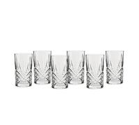 ECHTWERK bicchieri da long drink, 6 pezzi, 350 ml, bicchieri highball in robusto cristallo, aspetto tagliato con struttura a rilievo, forma cilindrica, lavabili in lavastoviglie, 13,8 x 7,7 cm