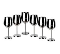 ECHTWERK bicchieri da vino in acciaio inox infrangibili, set di bicchieri da vino, bicchieri da campeggio, robusti, infrangibili, edizione argento, 6 pezzi, 21x 7,3cm, 0,5L